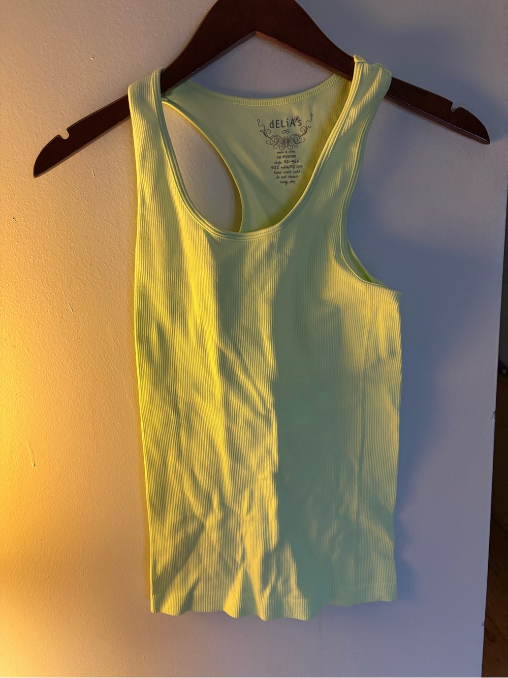 dELiA*s Neon Yellow Ribbed Racerback Tank Top